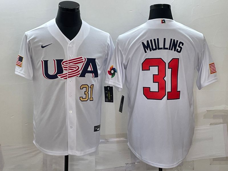 Men 2023 World Cub USA #31 Mullins White Nike MLB Jersey4